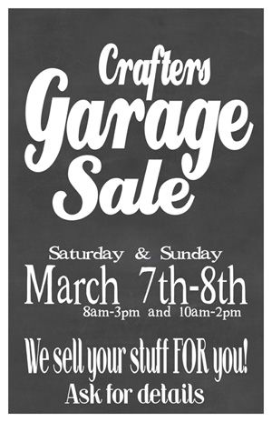 Garage Sale poster 11x17 March 2020 SM